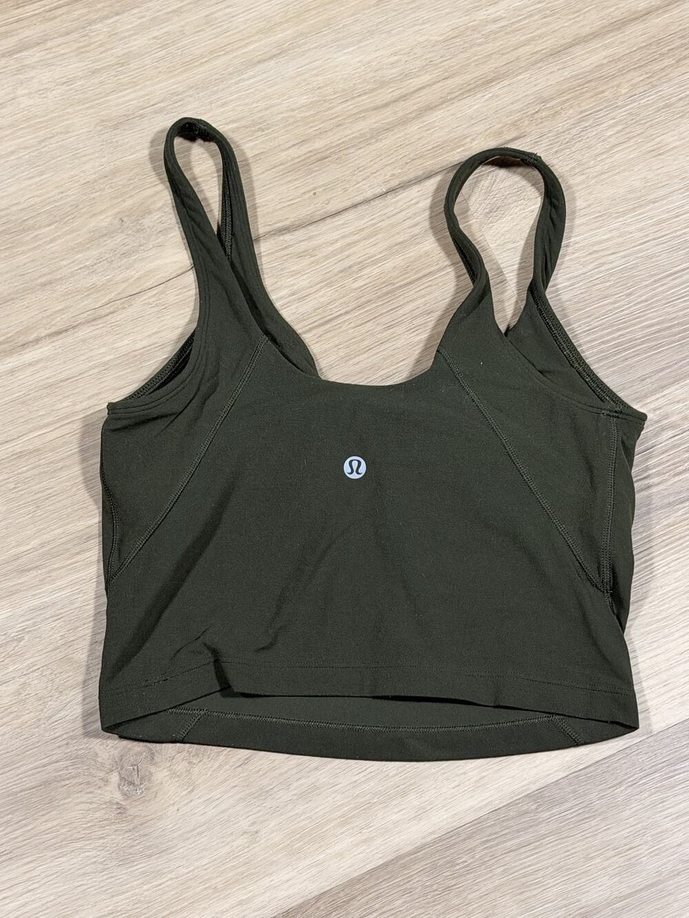 Lululemon Align Tank Top Womens Size 4 Dark Green Nulu Cropped Built-In Bra
